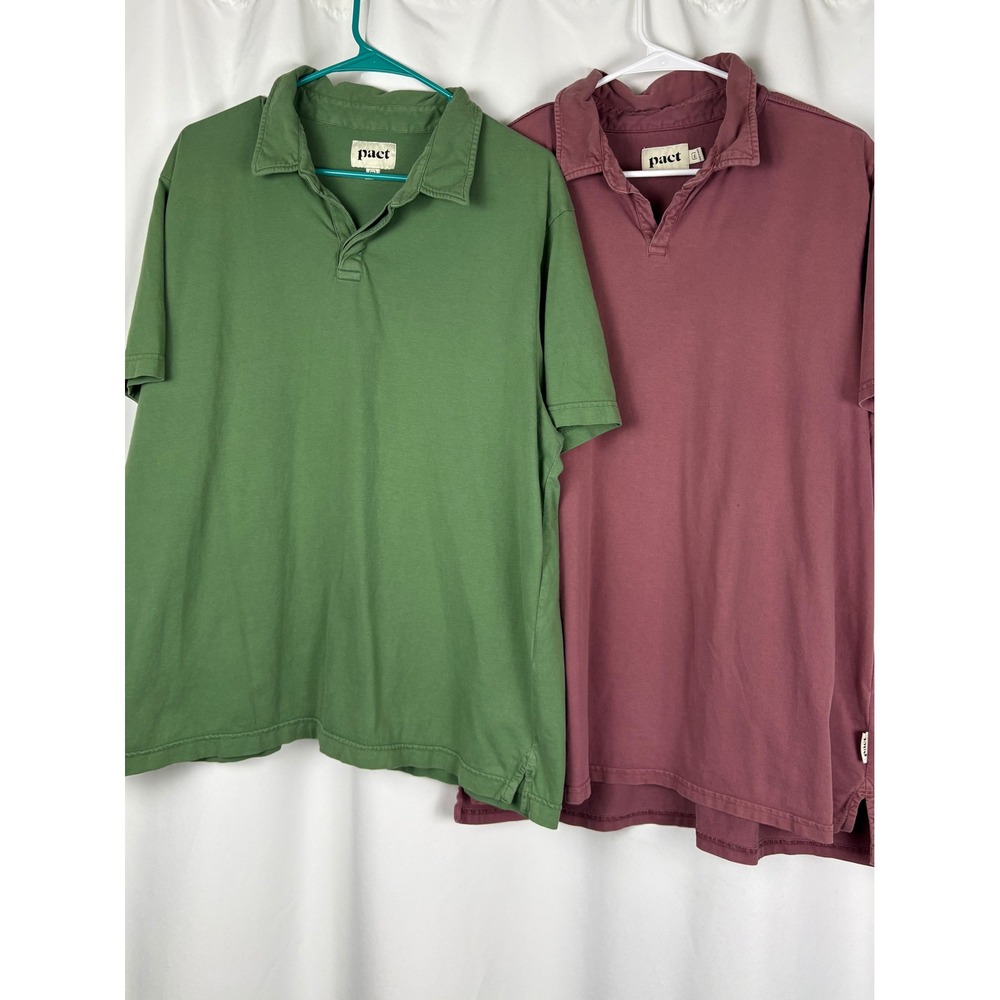Pact Mens Organic Cotton Short Sleeve Polo Shirts XL
